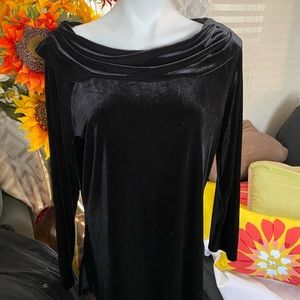 Talbots L Black Velvet Top